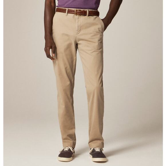 J.Crew Straight-Fit Stretch Chino Pants Mens Size 32 x 30 Tan Flat Front Zip Fly - Picture 1 of 8